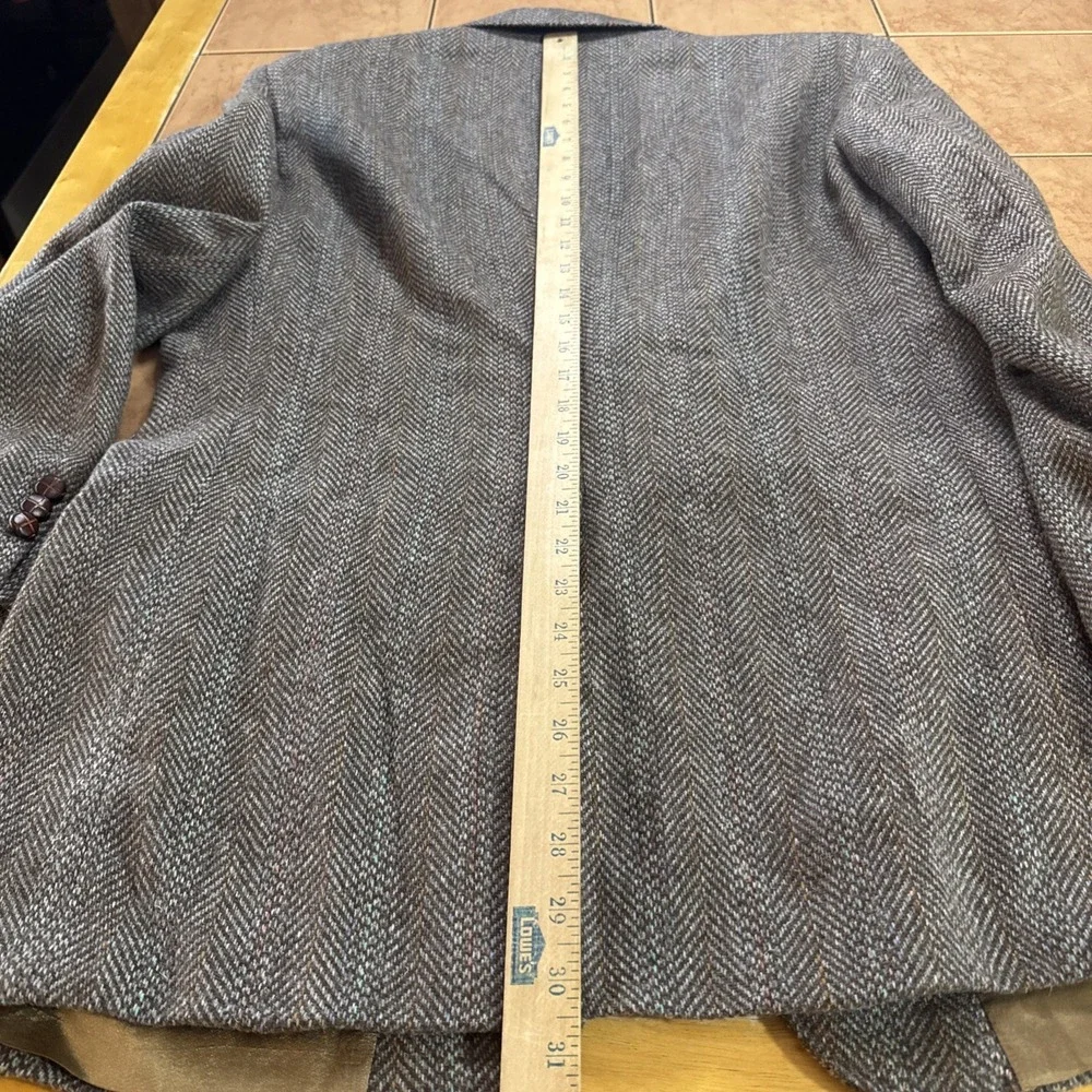 Vintage Austin Manor Tweed Brown Herringbone Donegal Blazer Jacket Mens 43R Wool